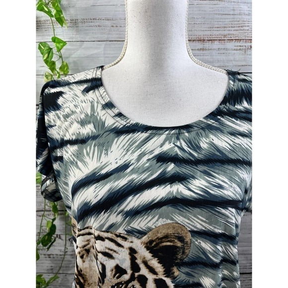 Tiger Mates Tunic Top Medium Large Brown Gray Silk Safari Africa Jungle Disney - Picture 5 of 10